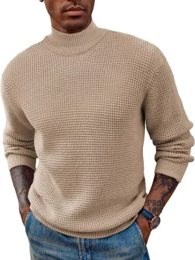 Men's Solid Color Half Turtleneck All-Match Pullover Sweater