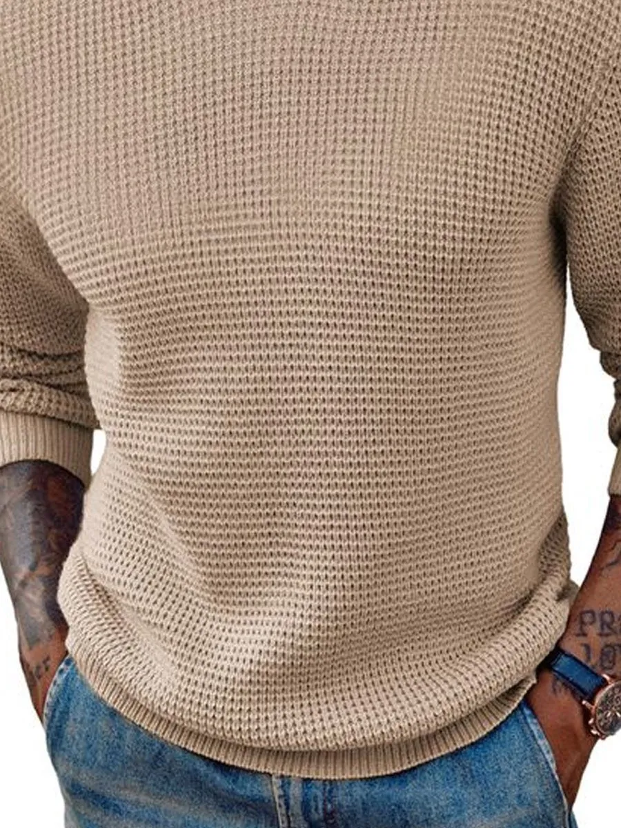 Men's Solid Color Half Turtleneck All-Match Pullover Sweater