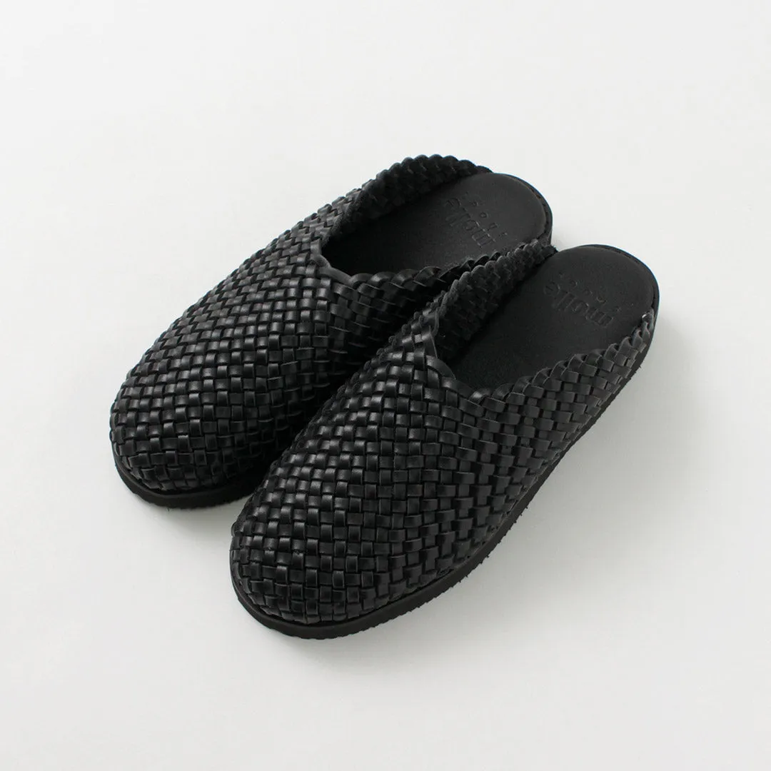 MOLLE SHOES（モールシューズ） ウーブン レザークロッグ / メンズ レザーサンダル シューズ 牛革 本革 イントレチャート WOVEN LEATHER CROG