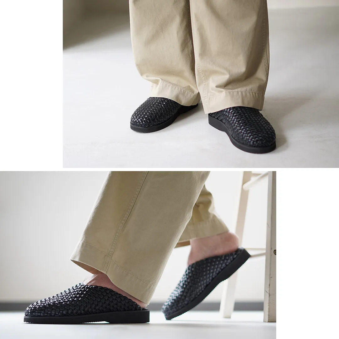 MOLLE SHOES（モールシューズ） ウーブン レザークロッグ / メンズ レザーサンダル シューズ 牛革 本革 イントレチャート WOVEN LEATHER CROG