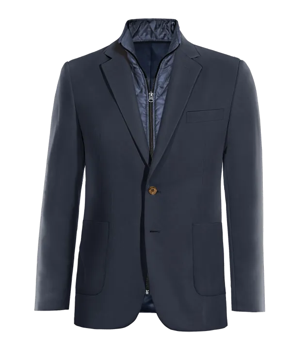 Navy blue essential Jacket with patched pockets with padded piece