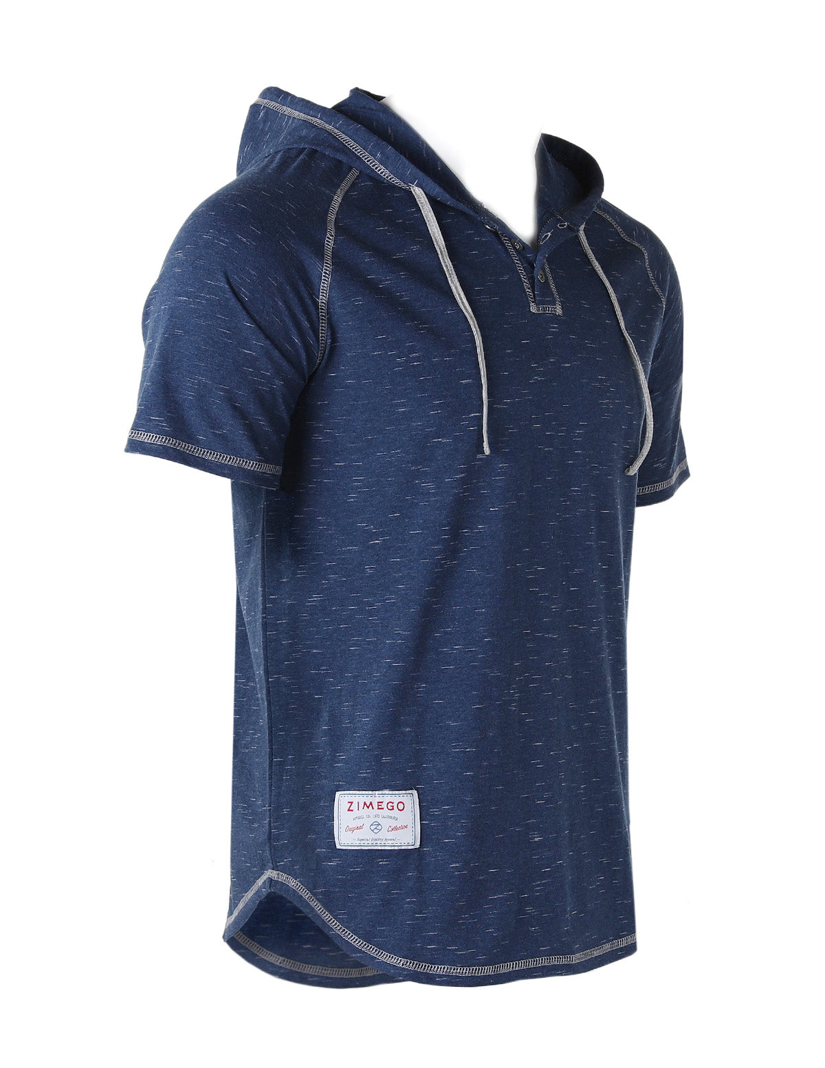 Navy Short Sleeve Raglan Henley Hoodie