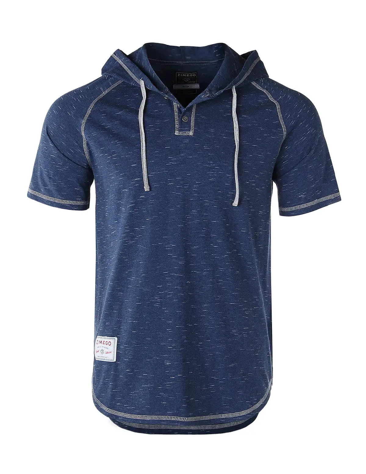 Navy Short Sleeve Raglan Henley Hoodie