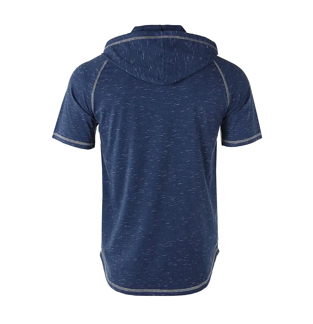 Navy Short Sleeve Raglan Henley Hoodie