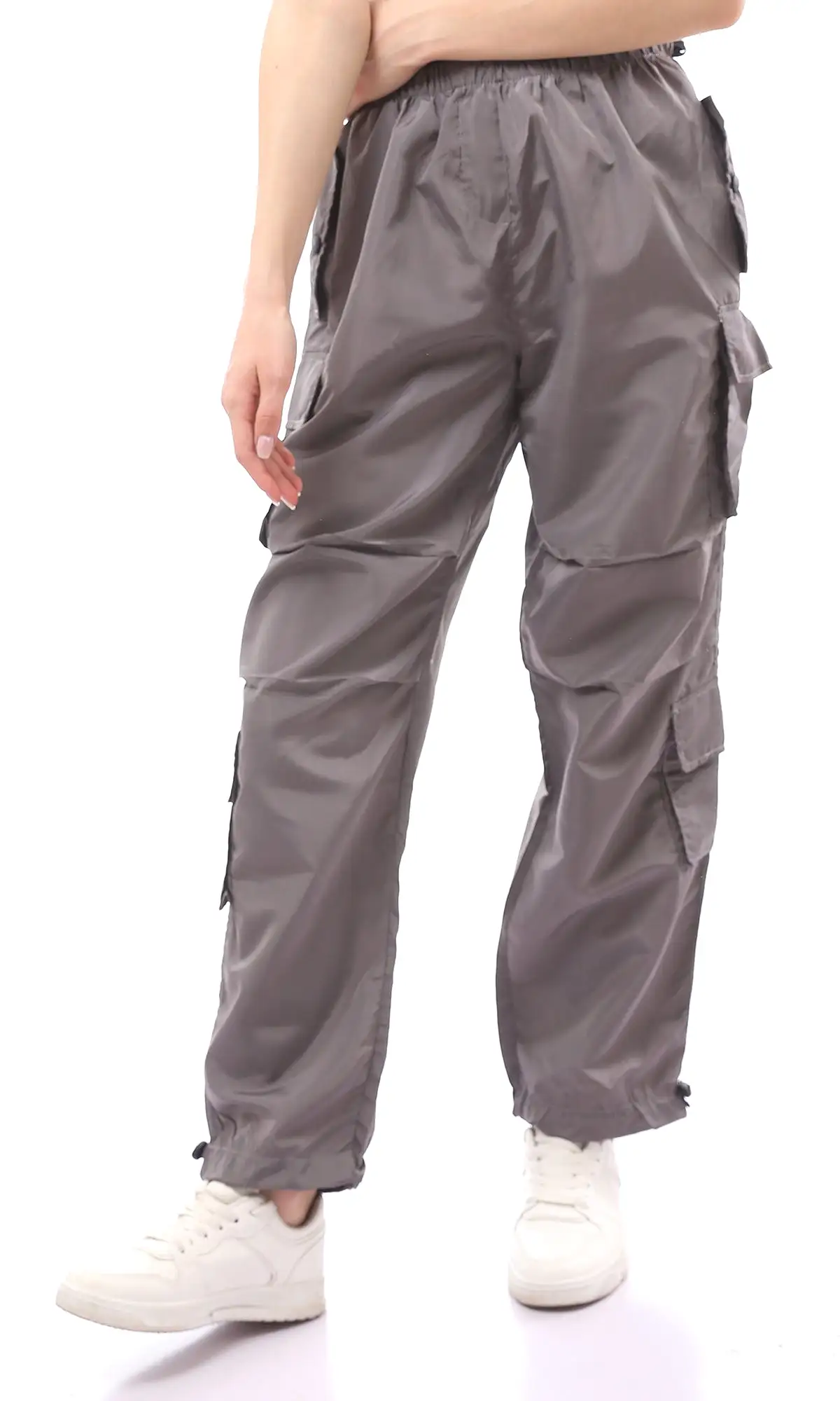 O170601 Dark Grey Waterproof Pants With Patched Pockets