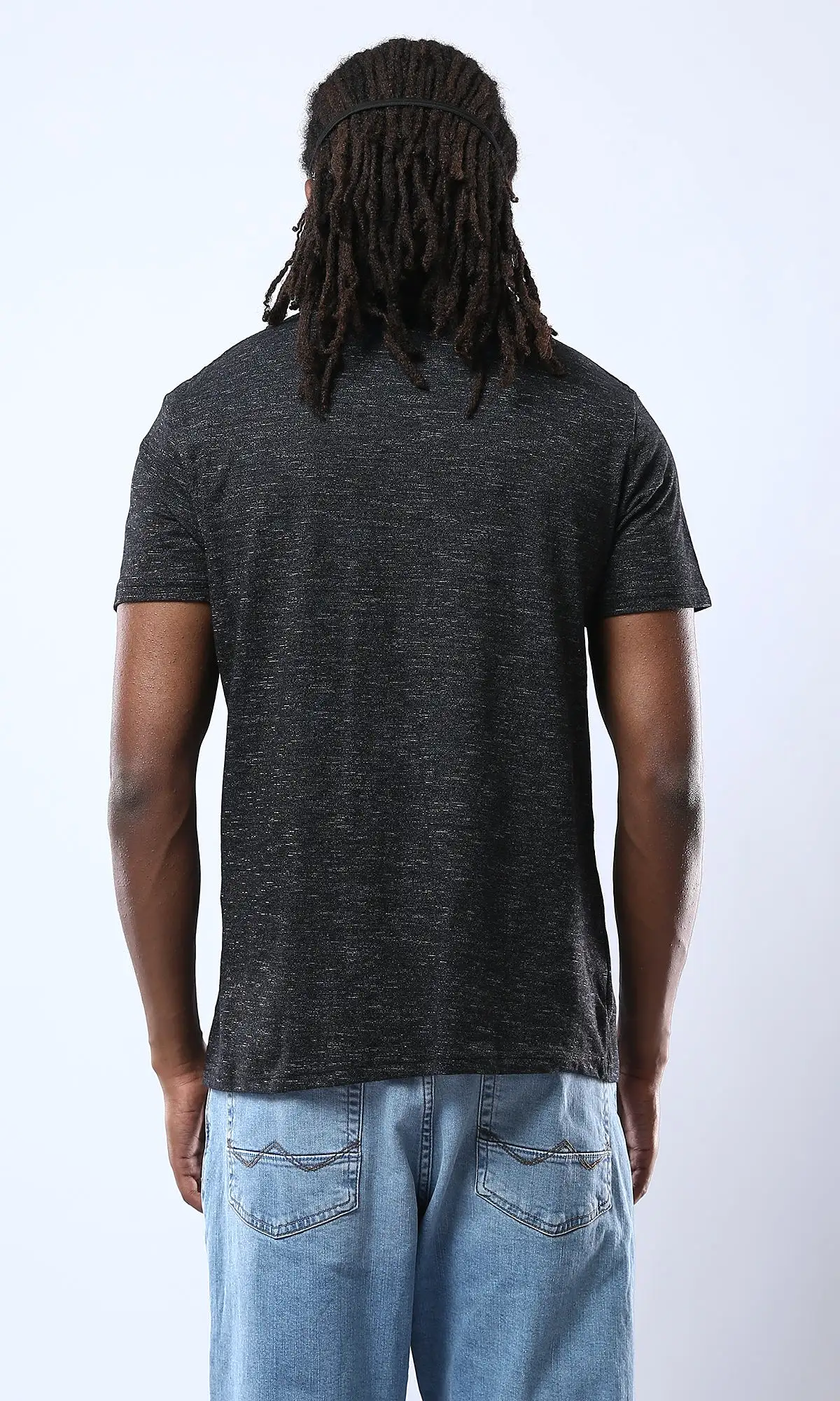 O178875 Heather Black Crew Neck Slip On Tee