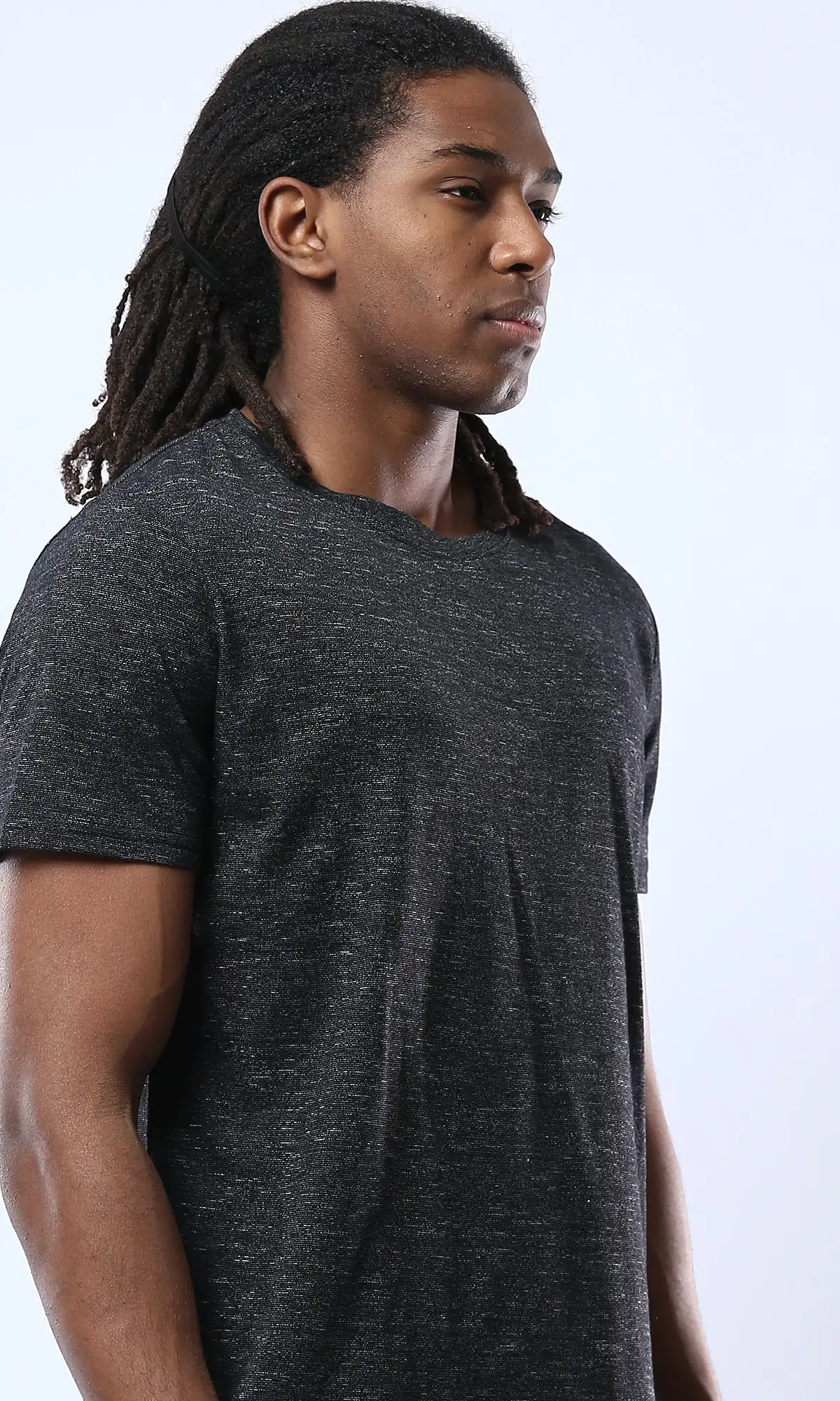 O178875 Heather Black Crew Neck Slip On Tee