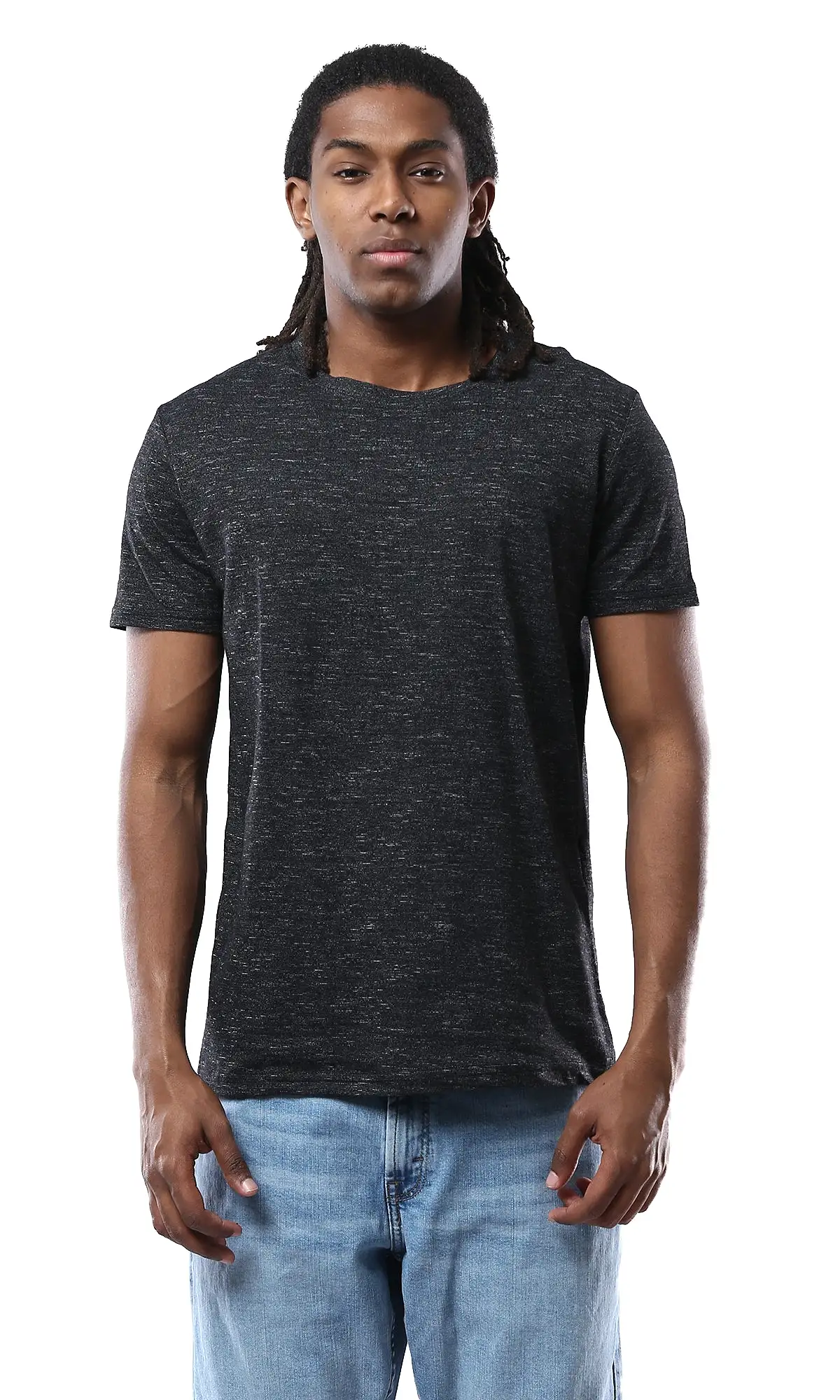 O178875 Heather Black Crew Neck Slip On Tee