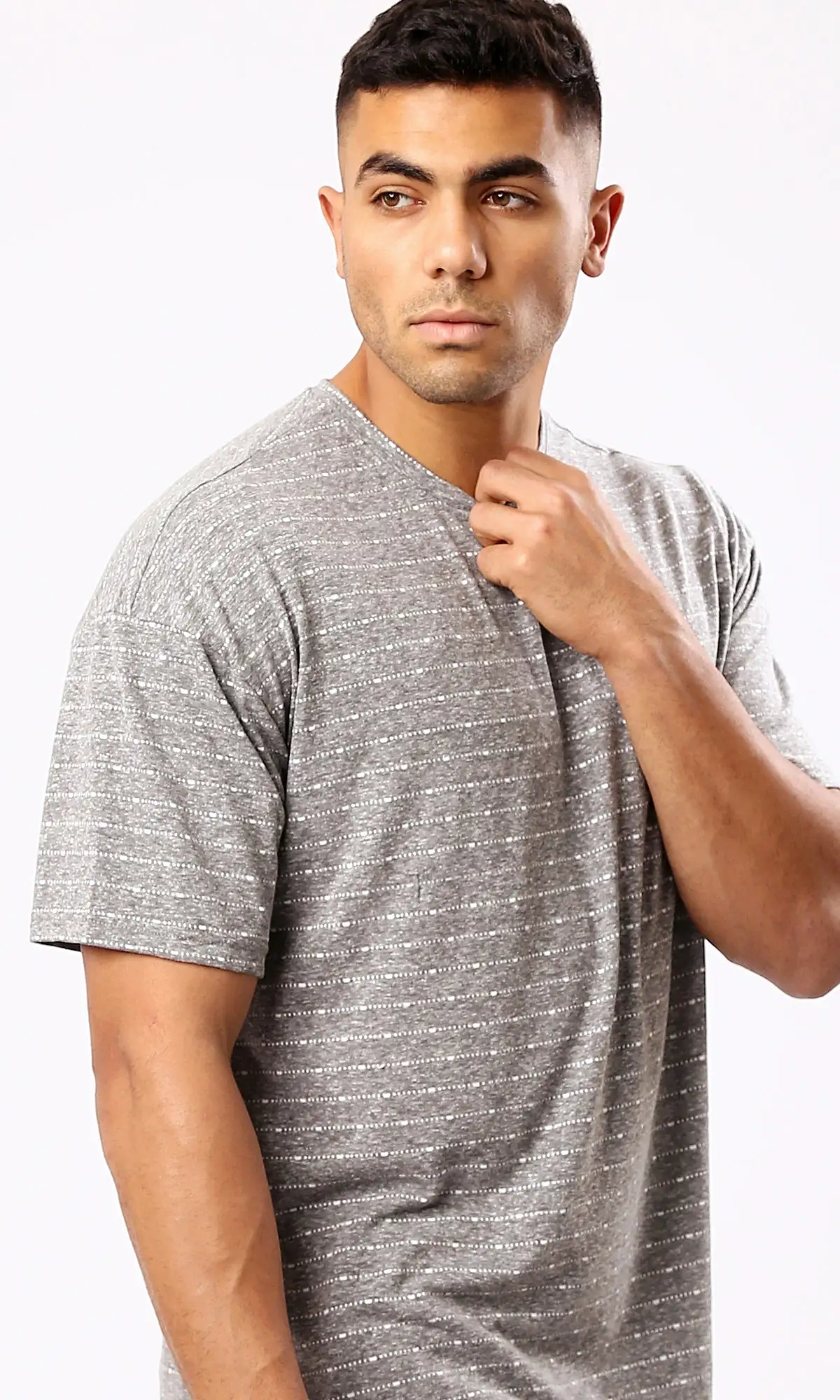 O189639 Round Neck Comfort Heather Grey Summer Tee