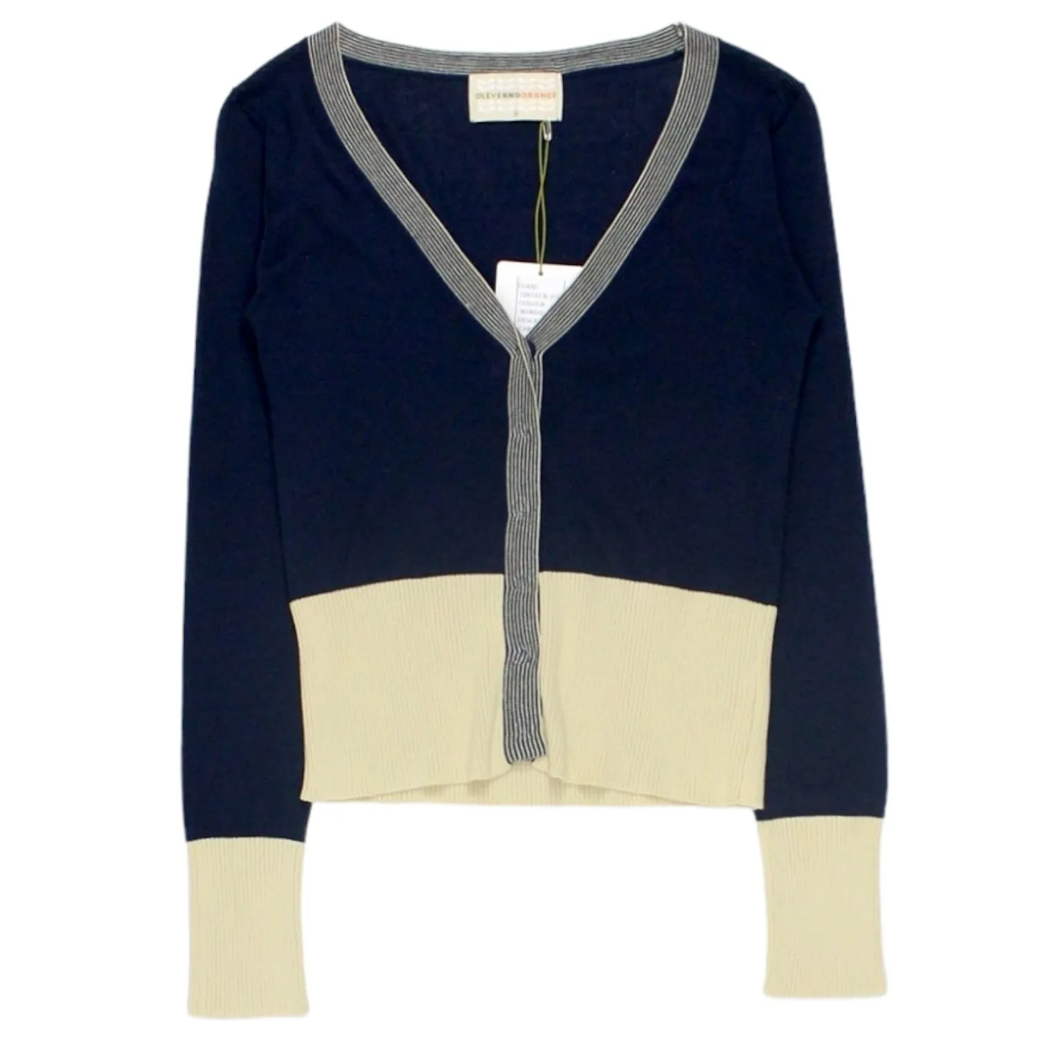 Olive & Orange Navy/Cream Cardigan