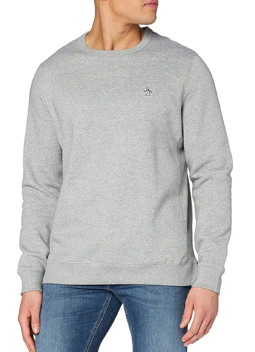 Original Penguin Sticker Pete Crew Neck Sweatshirts Rain Heather