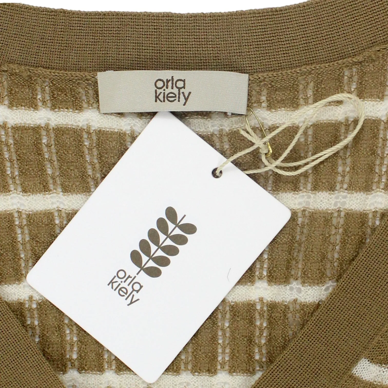 Orla Kiely Brown Striped Lace Cardigan