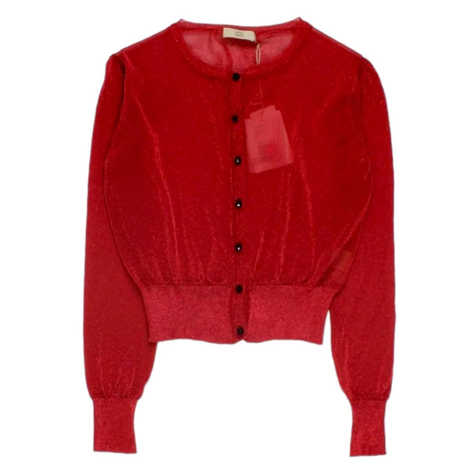 Orla Kiely Red Sheer Lurex Cardigan