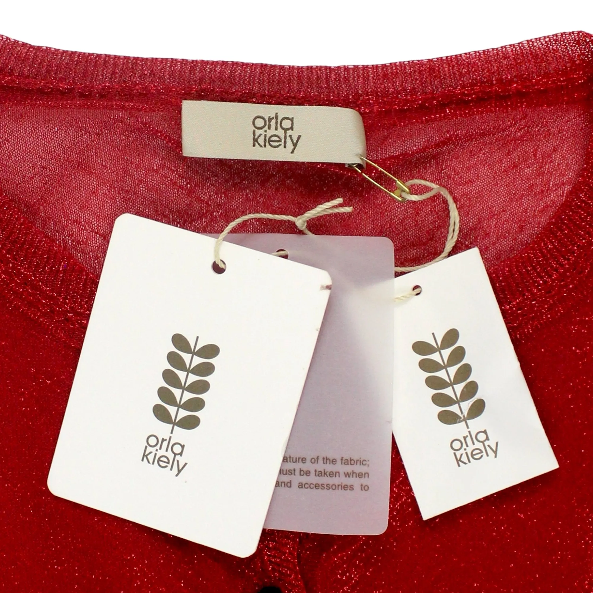 Orla Kiely Red Sheer Lurex Cardigan