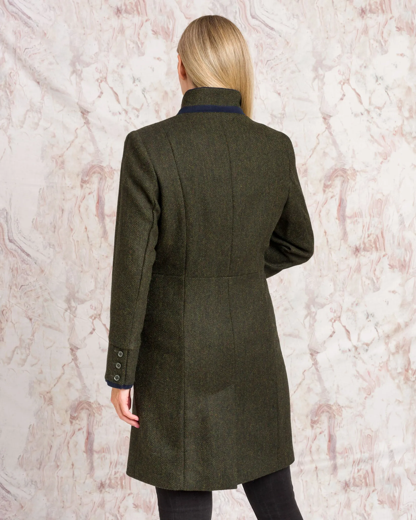 Pamela Tweed Coat - Green Herringbone