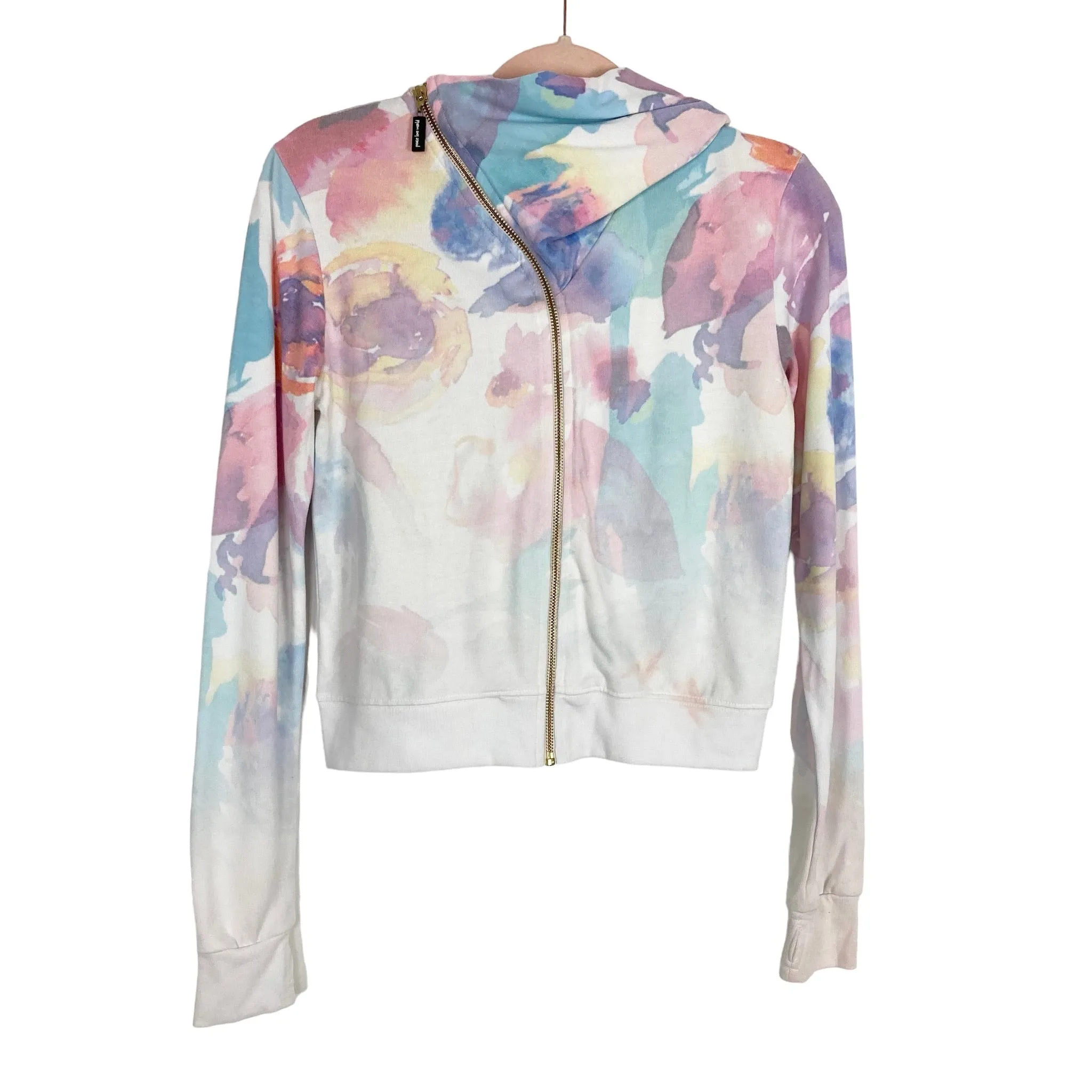 Peace Love World Tie-Dye Zip Up Hooded Jacket- Size S