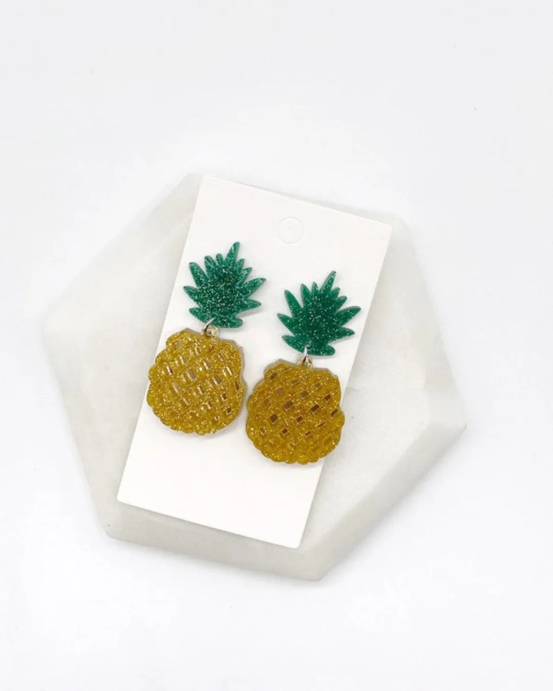 Pineapple Glitter Acrylic Earrings