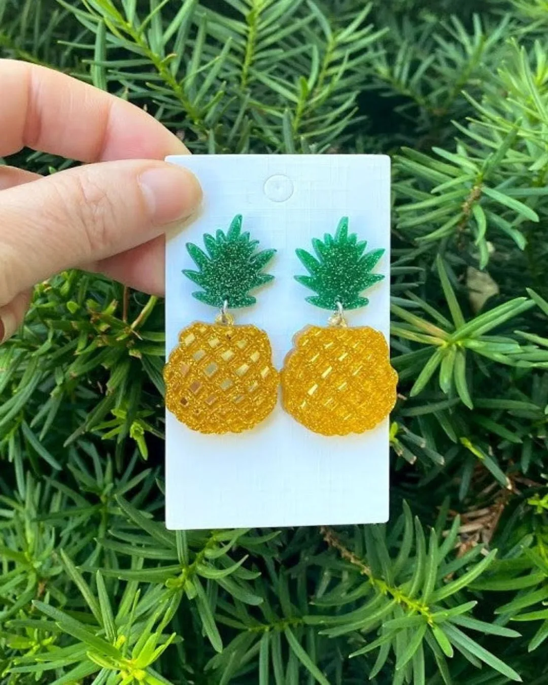 Pineapple Glitter Acrylic Earrings