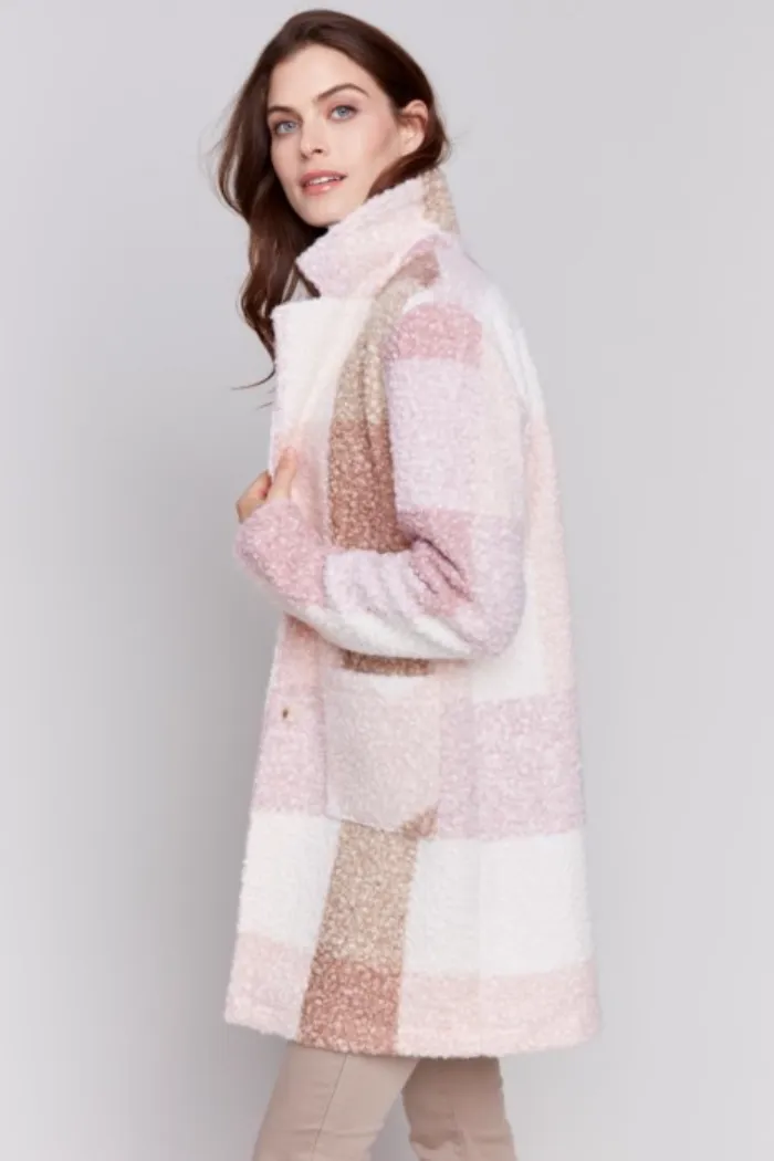 Plaid Bouclé Knit Coat