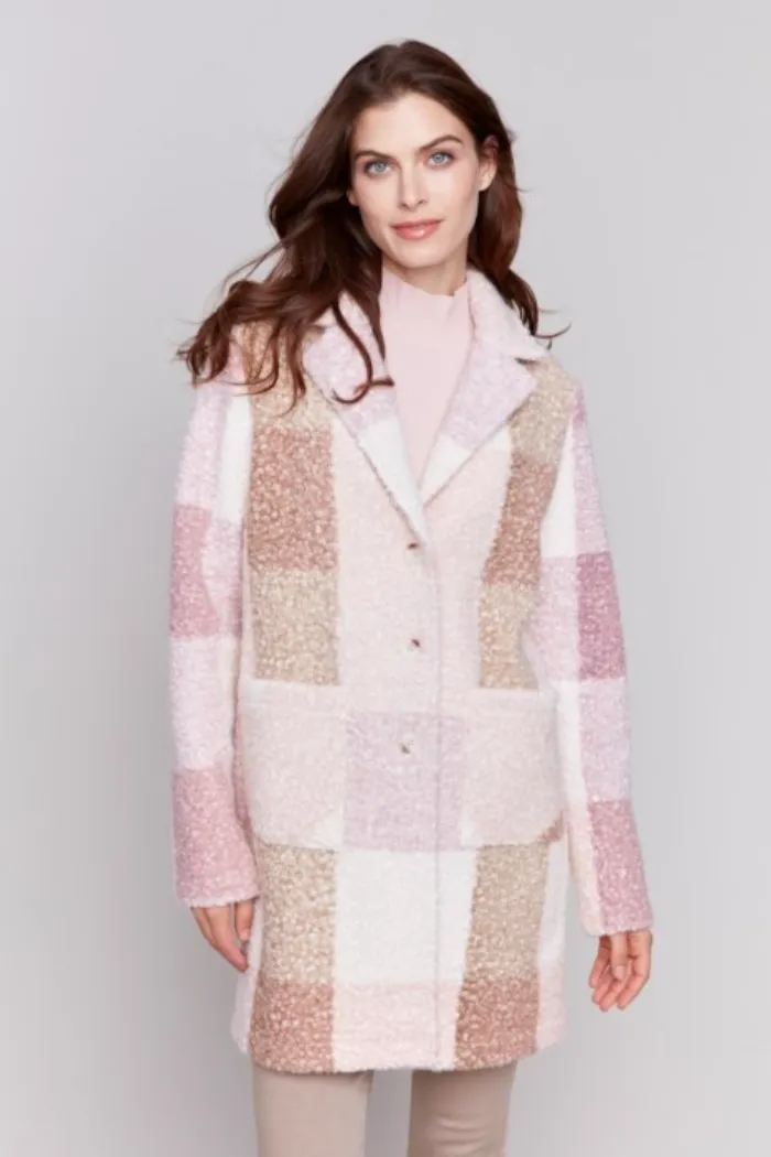 Plaid Bouclé Knit Coat