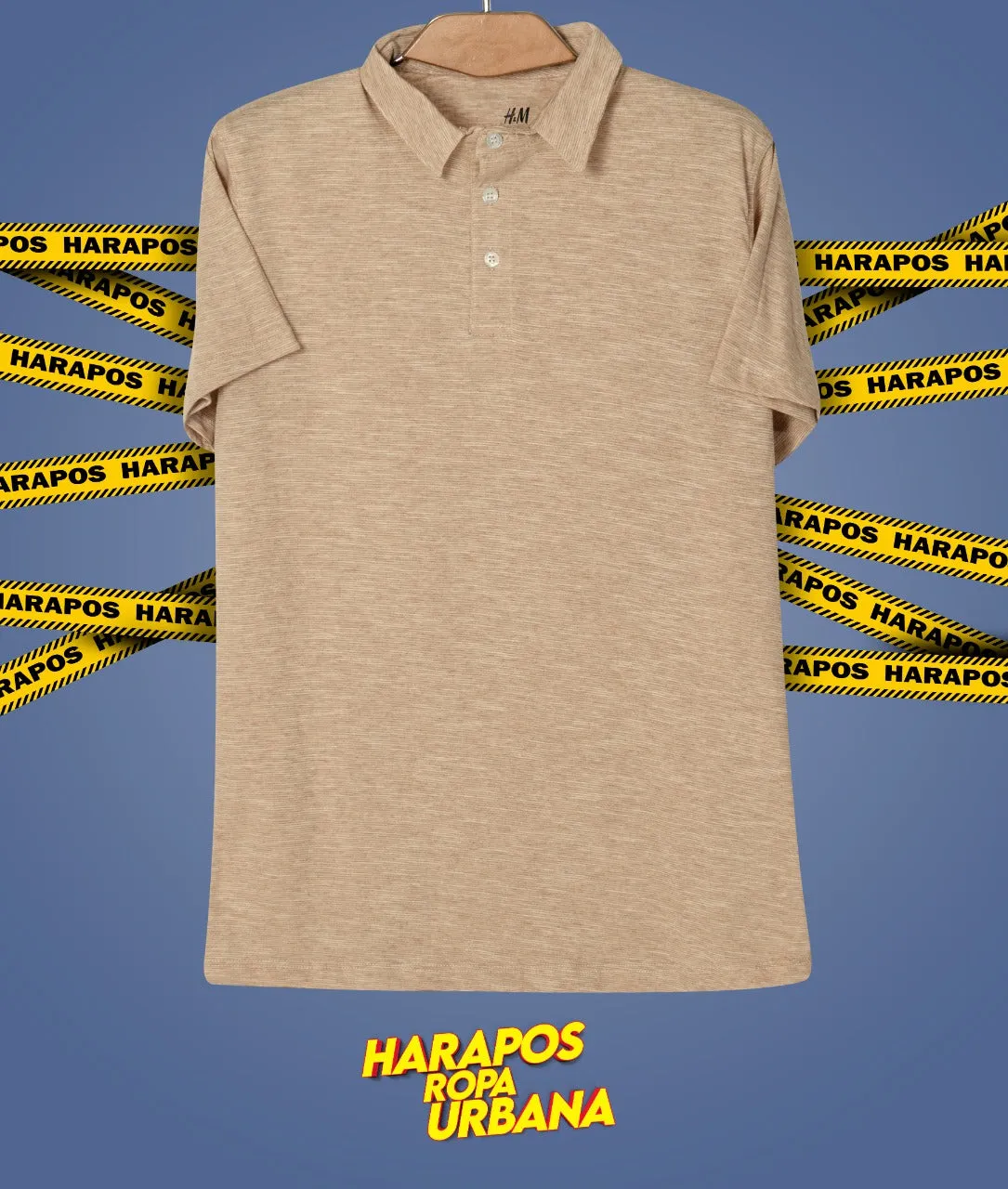 Polera H&M con cuello crema rayada