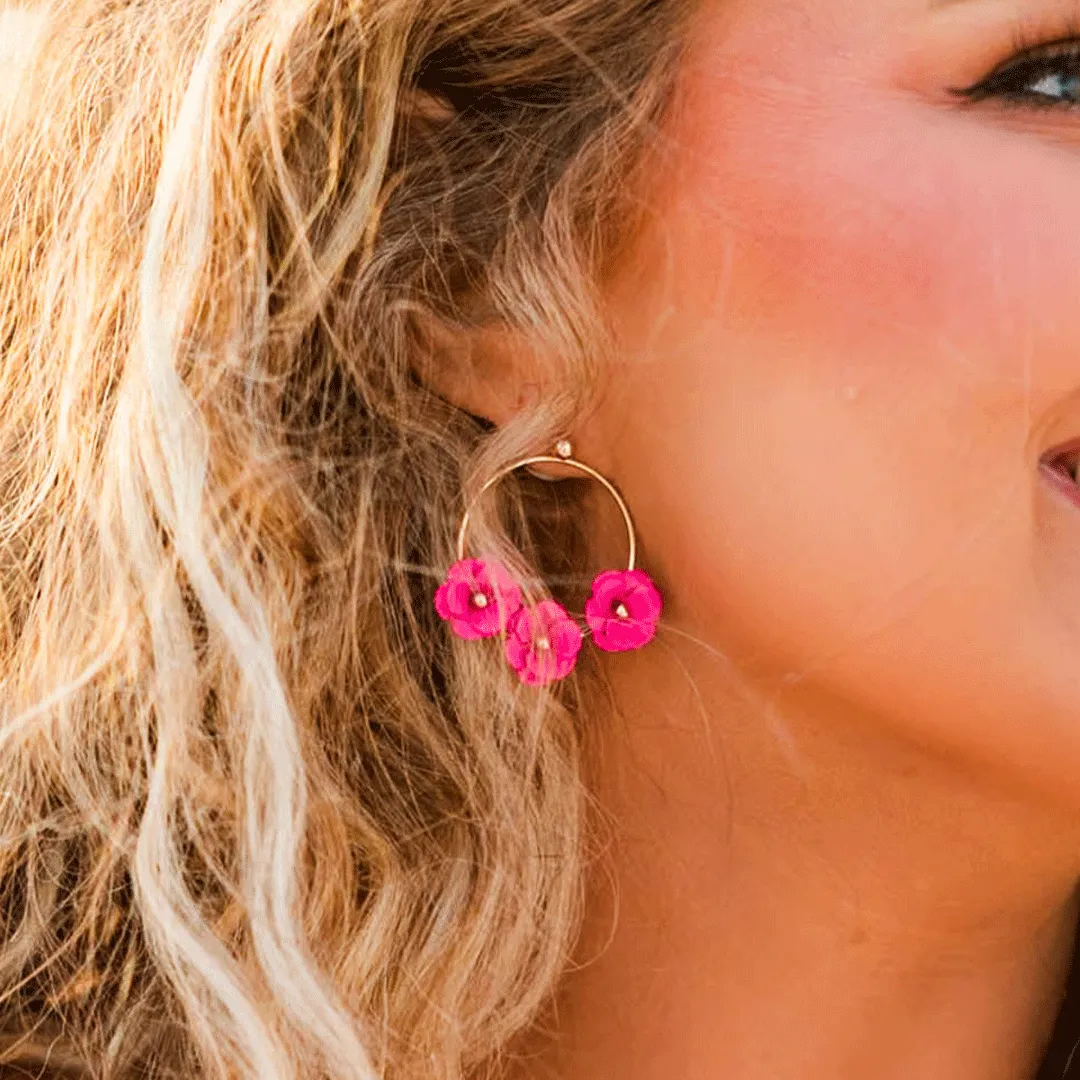 Precious Petals Earrings, Fuchsia