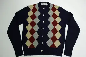 Robert Scott LTD Vintage 60's 70's Shetland Wool Argyle Cardigan Sweater