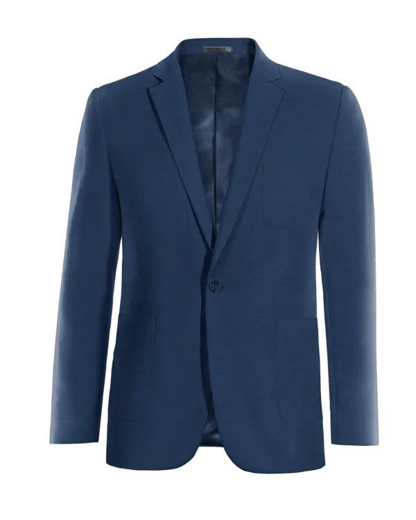 Royal blue limited 1 button Jacket with patched pockets