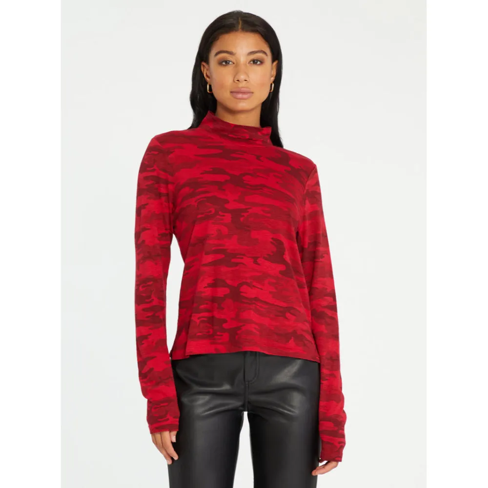 Sanctuary Women's Perfect Mock Neck Tee - HEATHER RED CAMO