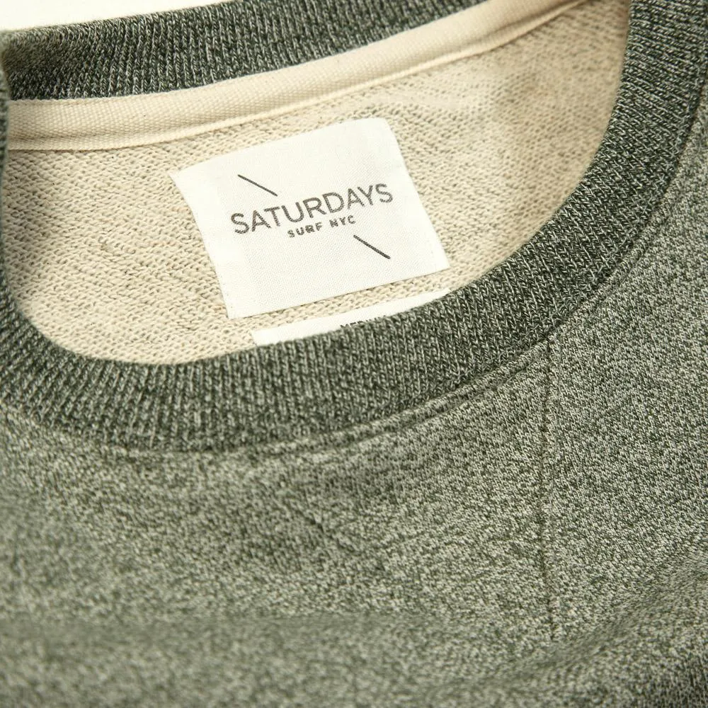 Saturdays Bowery Chest S Crew Neck SweatDark Green Heather