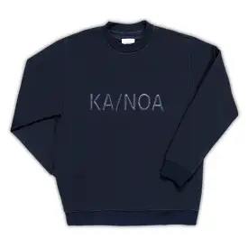 Sean cotton fleece crew neck sweater with logo in leather