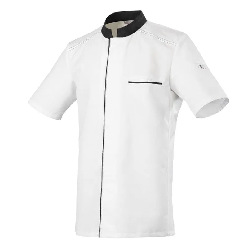 Short Sleeve kitchen Coat with Mocha Piping ABAX  - ROBUR