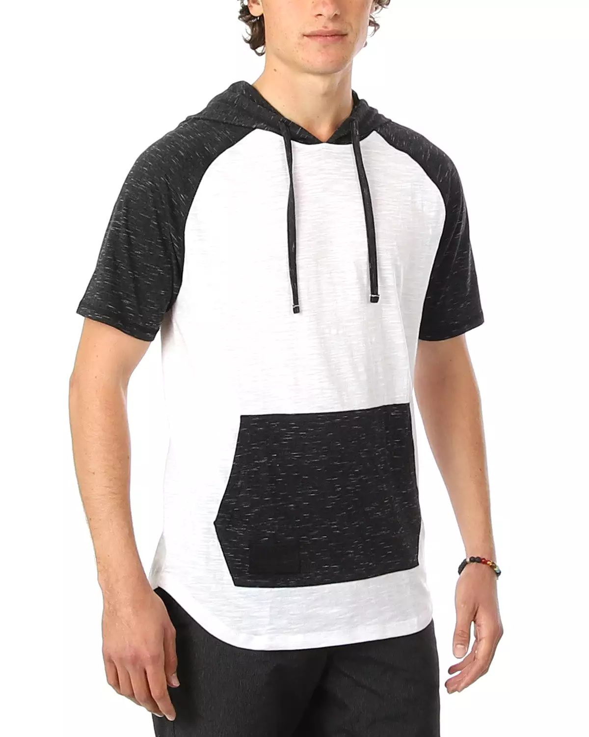 Short Sleeve Raglan Henley Hoodie