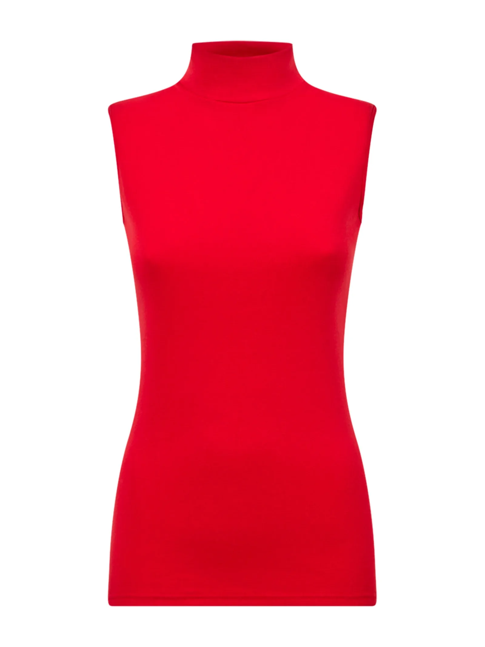 Smanicato a collo alto in Eco Cotton - Rosso