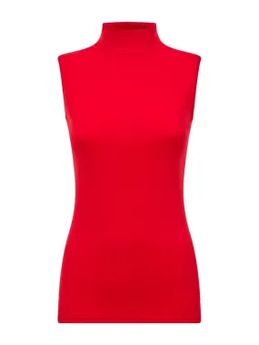 Smanicato a collo alto in Eco Cotton - Rosso