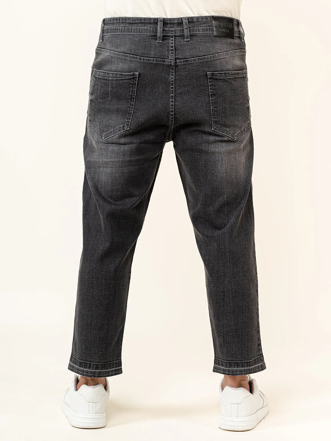 Smokey Grey Ripped Cropped Slim Fit Mens Jeans