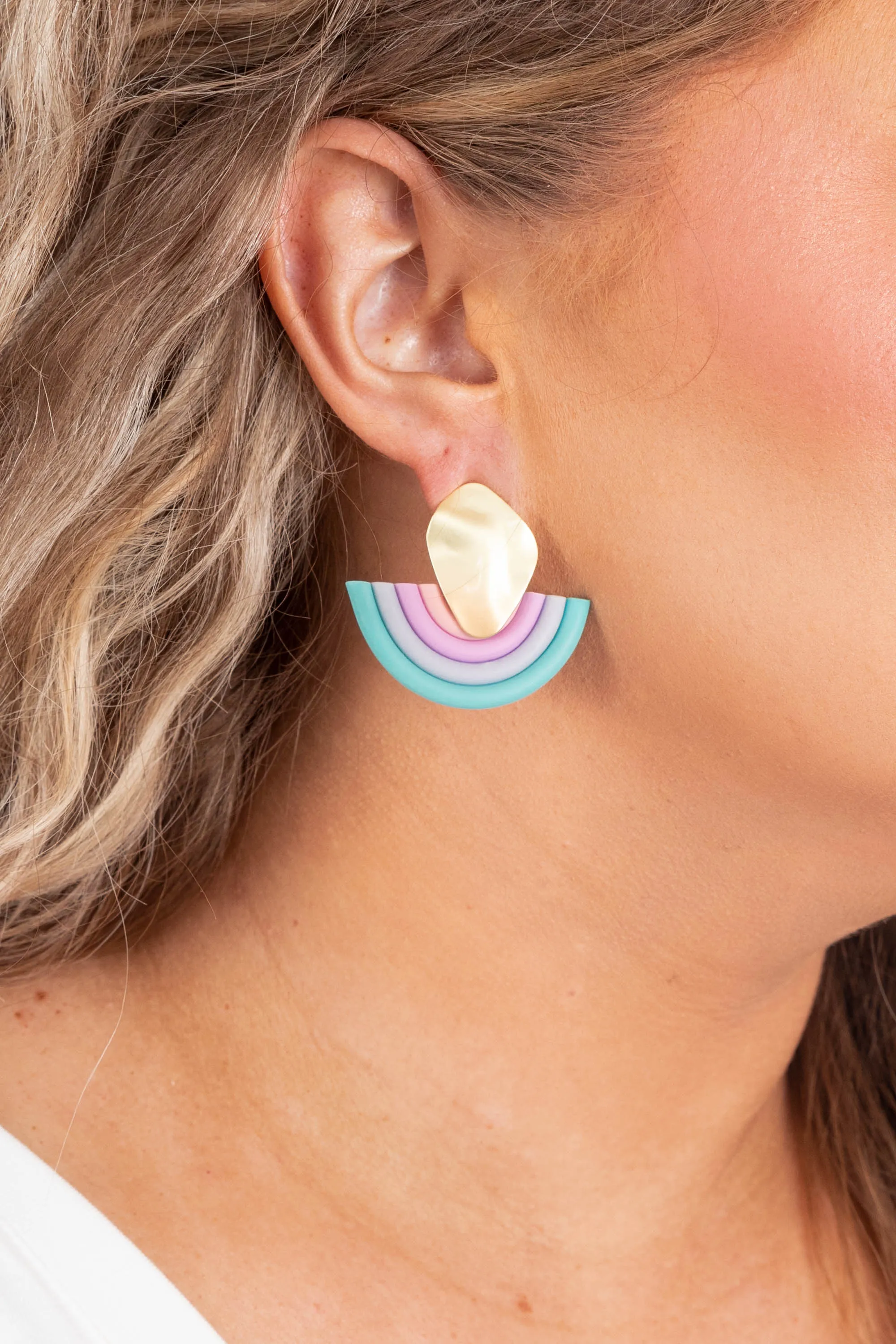 Spotting Rainbows Earrings, Mint