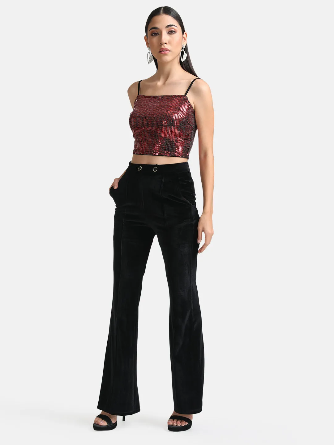 Stickon Sequin Strappy Crop Top