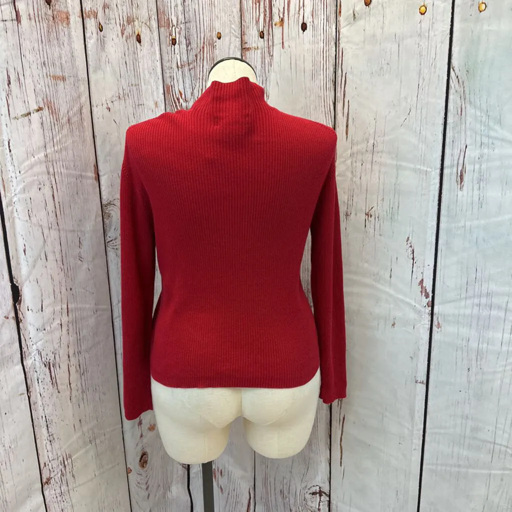 TALBOTS RED MOCK NECK SWEATER SZ L TCC