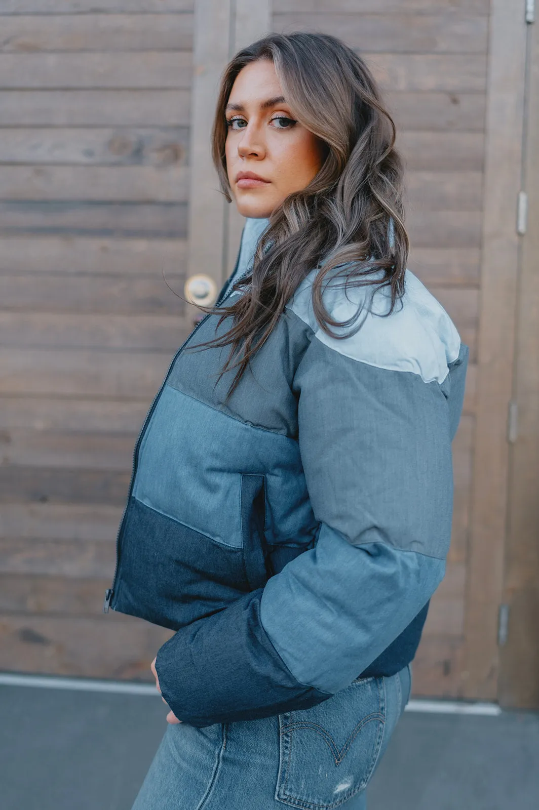 The Daisy Denim Puffer Jacket