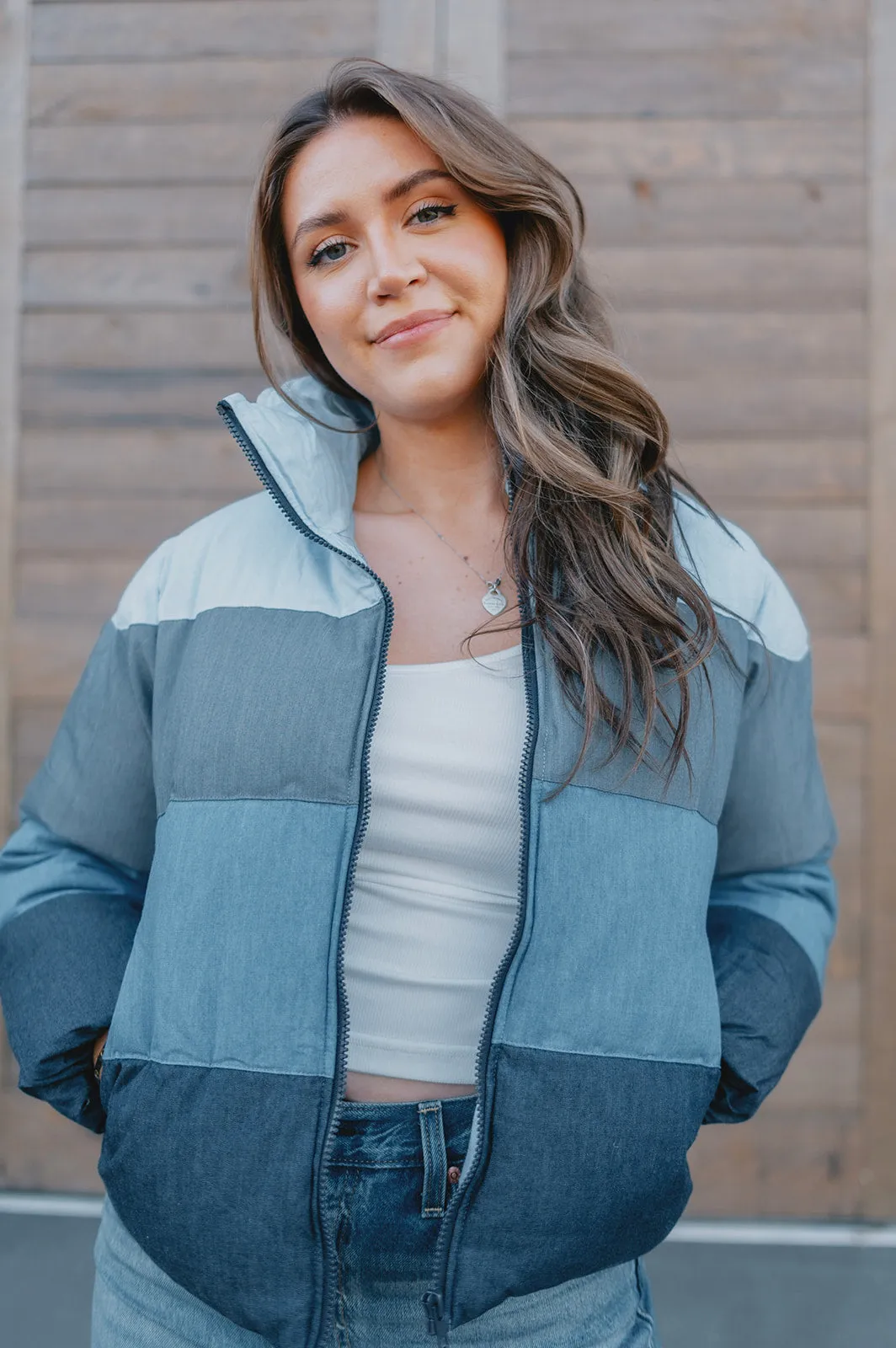 The Daisy Denim Puffer Jacket