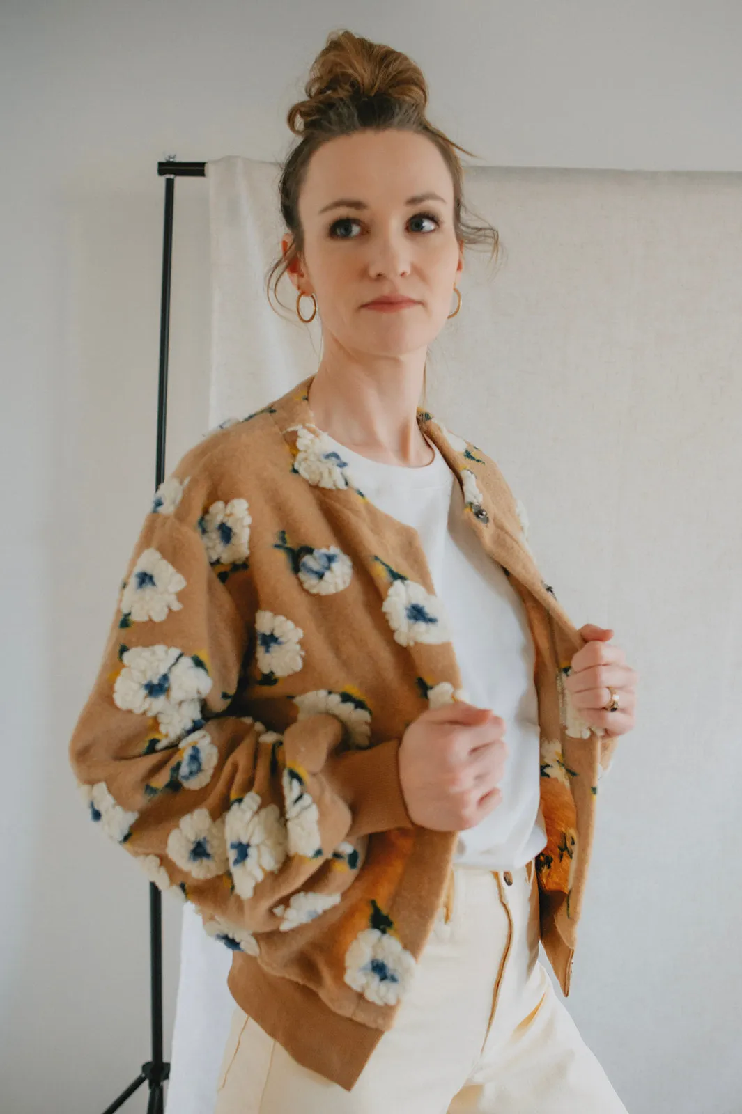 The Ellie Textured Floral Bomber Cardigan