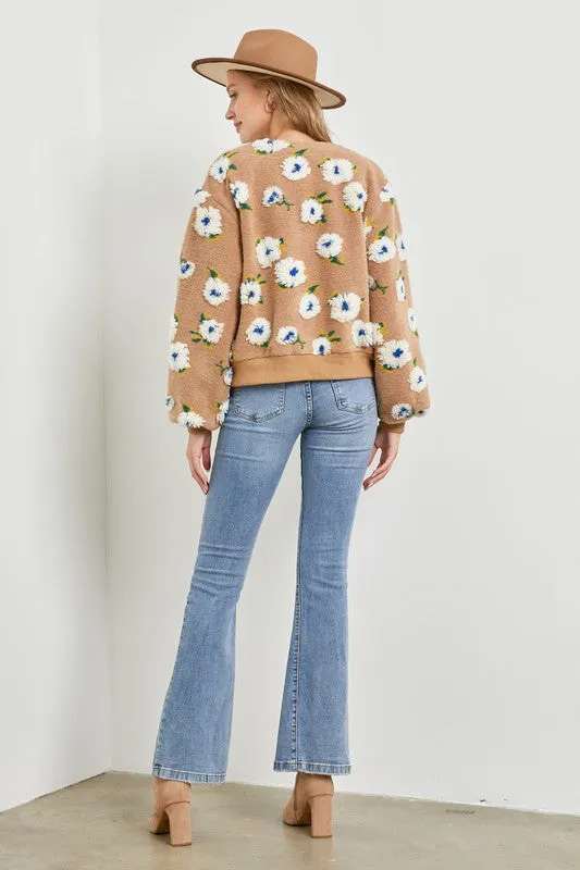 The Ellie Textured Floral Bomber Cardigan