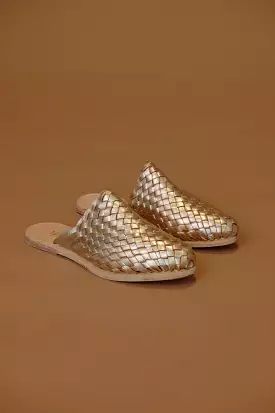 THE LUISA LEATHER SLIDES // GOLD