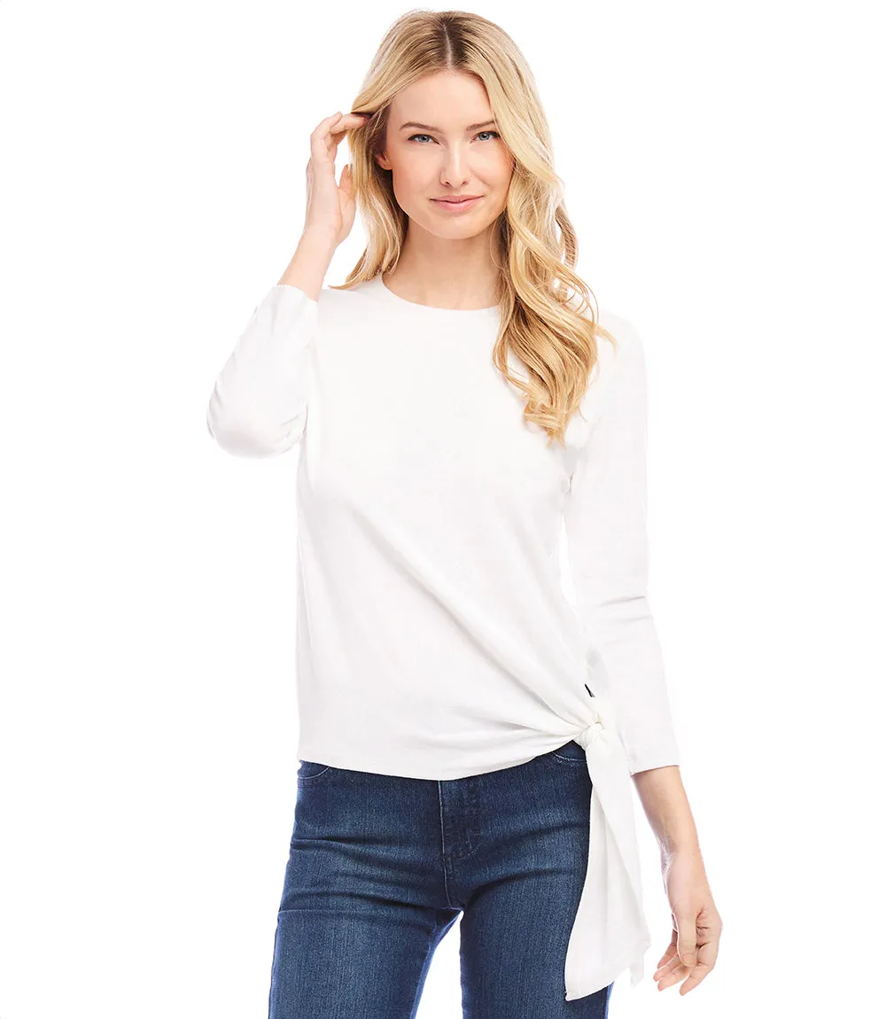 Three Quarter Sleeve Side Tie Top