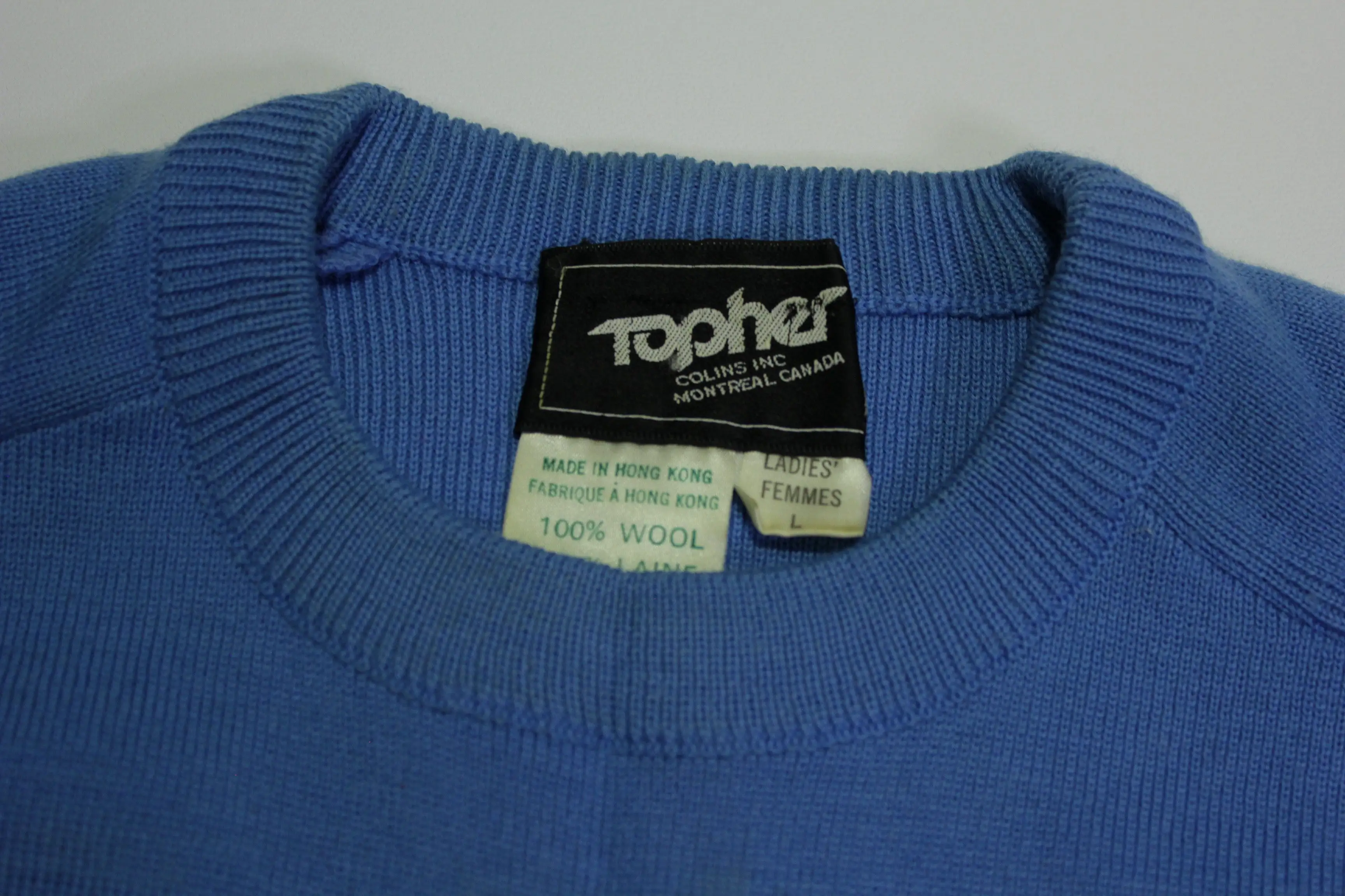 Topher Vintage 80's Canadian Wool Skiing Snow Sports Mountain Striped Sweater