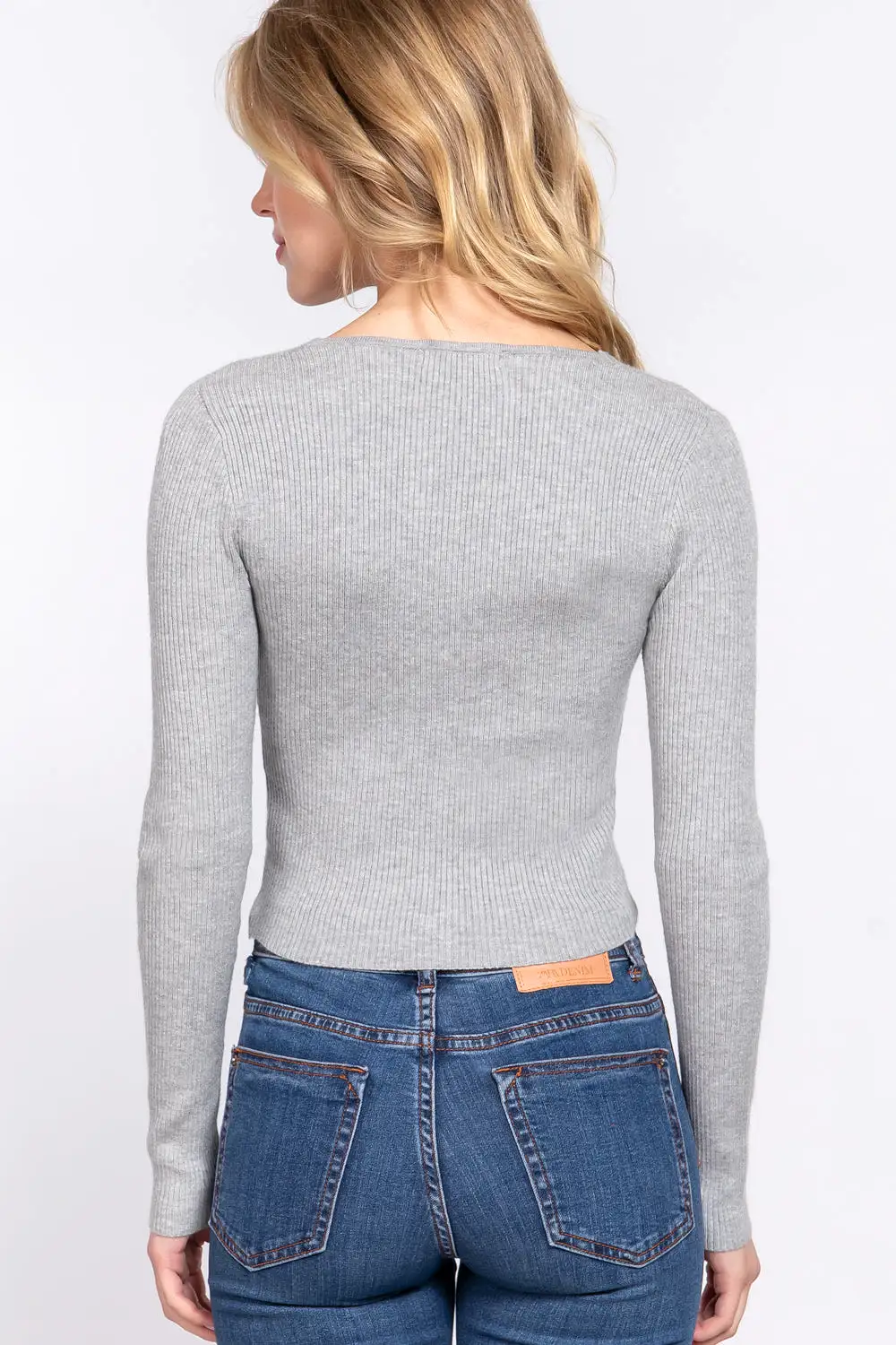 V-neck Shirring Tie Detail Sweater