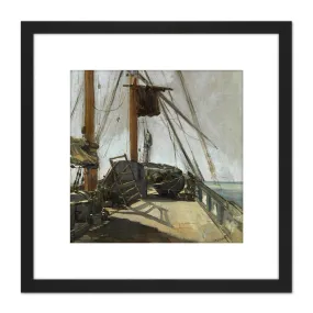 Wall Art & Pictures | Edouard Manet The Ships Deck Painting 8X8 Inch Square Wooden Framed Wall Art Print Picture with Mount 