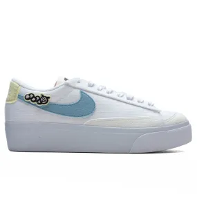 Women's Blazer Low Platform Next Nature - White/Boarder Blue/Pink Oxford