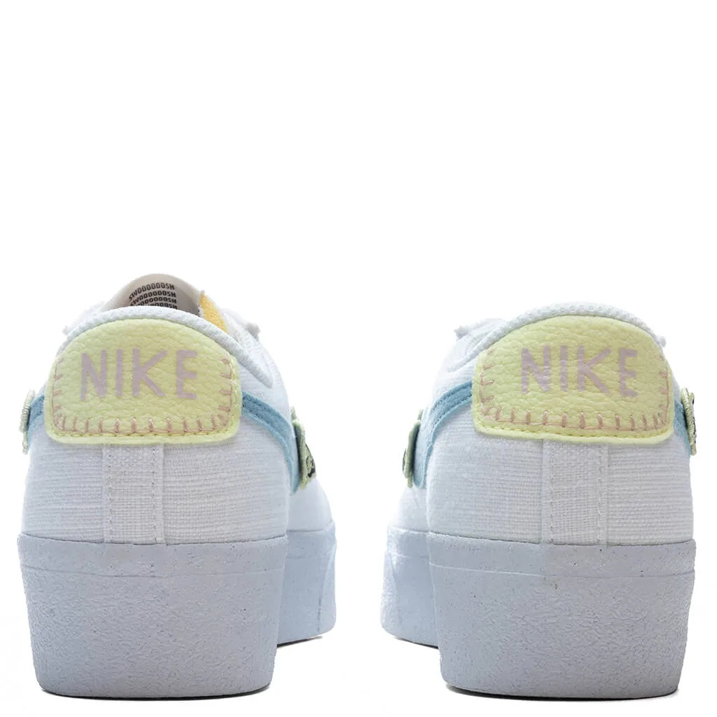 Women's Blazer Low Platform Next Nature - White/Boarder Blue/Pink Oxford